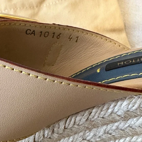 LOUIS VUITTON Denim LV Monogram Juan Les Pins Wedge Espadrille Buckle Sandals 41 - Picture 3 of 12